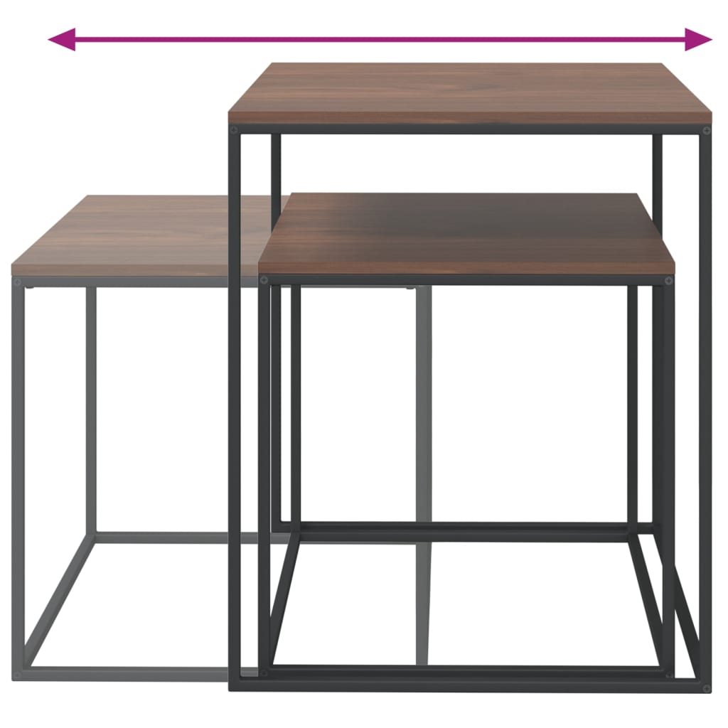 Coffee Table Set 2 Pcs Engineered Wood And Metal