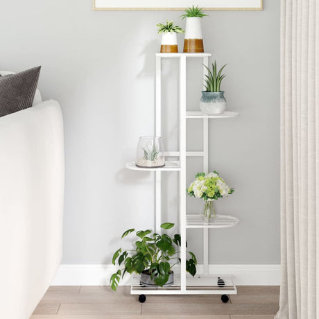 5-Floor Flower Stand With Wheels 44X23X100 Cm Iron