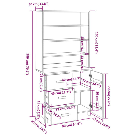 Highboard Hamar Solid Wood Pine