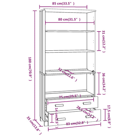 Highboard Hamar Solid Wood Pine