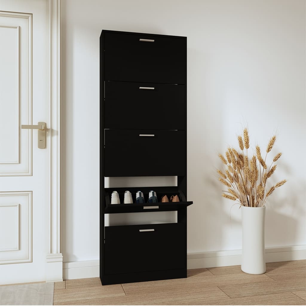 Look Wooden Shoe Cabinet With 5 Compartments