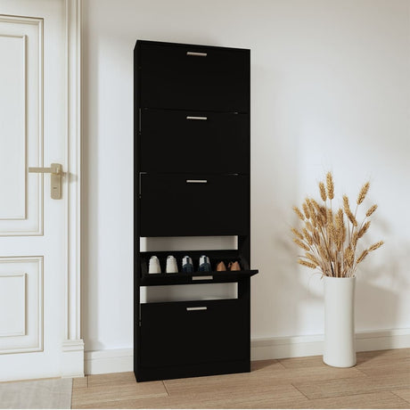 Look Wooden Shoe Cabinet With 5 Compartments