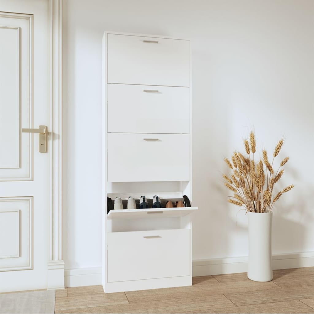 Look Wooden Shoe Cabinet With 5 Compartments