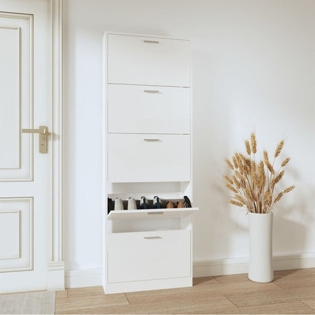 Look Wooden Shoe Cabinet With 5 Compartments