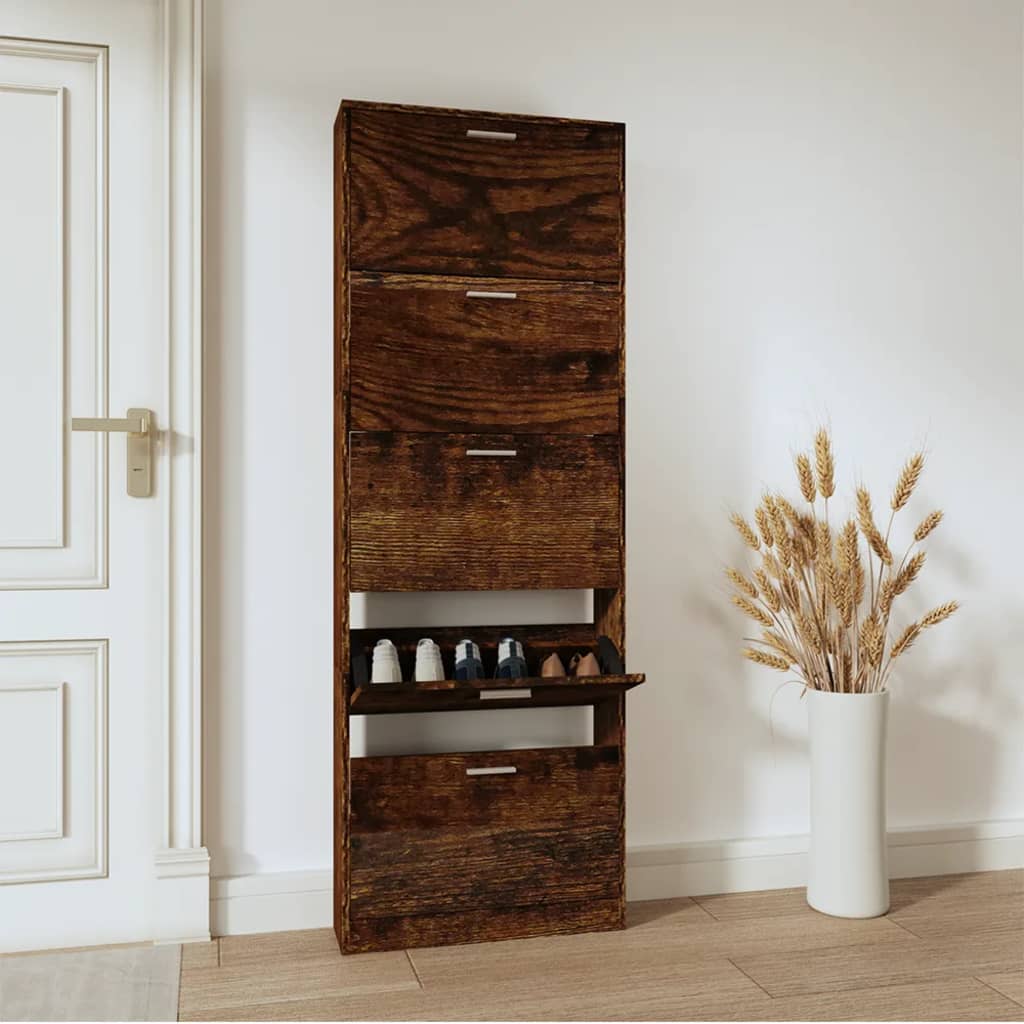 Look Wooden Shoe Cabinet With 5 Compartments
