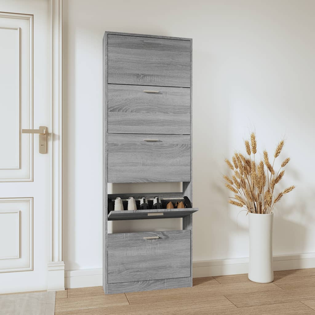 Look Wooden Shoe Cabinet With 5 Compartments