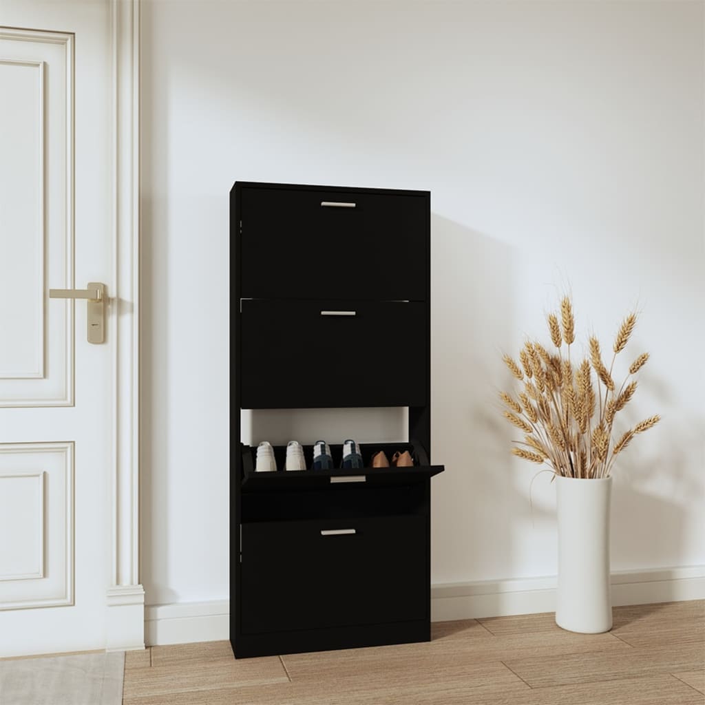 Look Wooden Shoe Cabinet With 5 Compartments