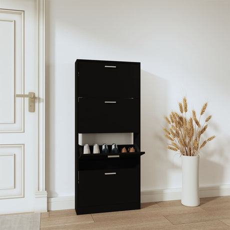 Look Wooden Shoe Cabinet With 5 Compartments
