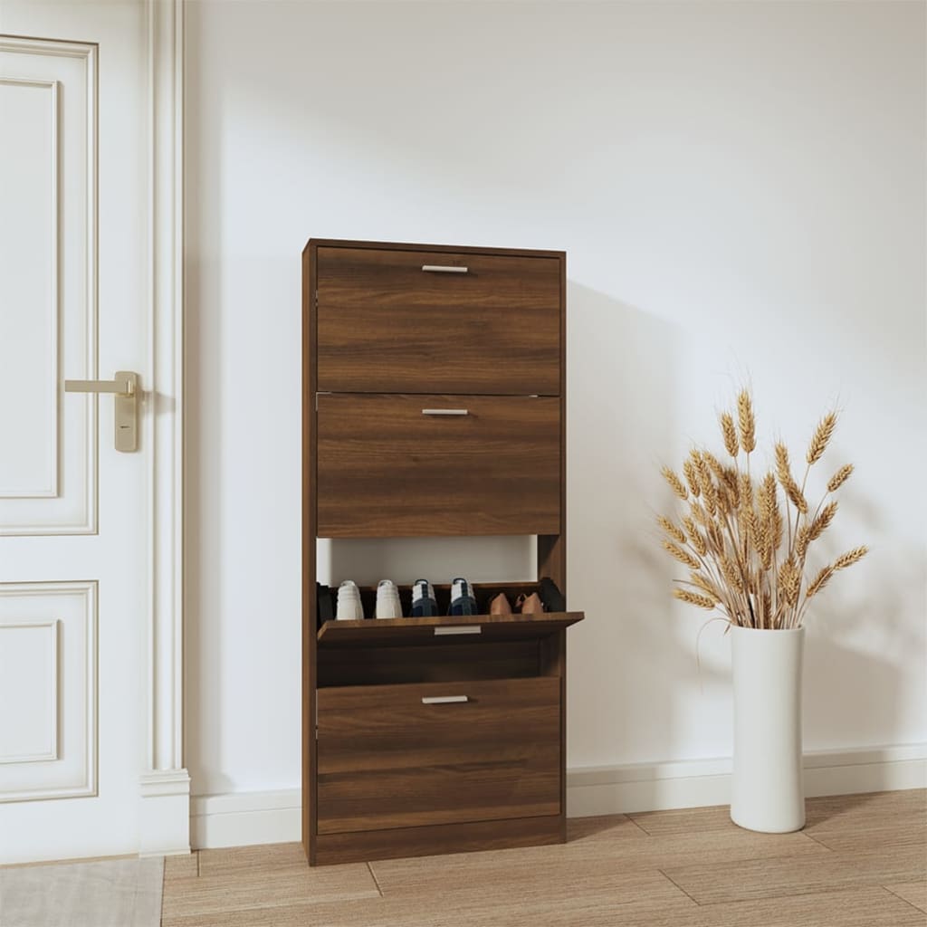 Look Wooden Shoe Cabinet With 5 Compartments