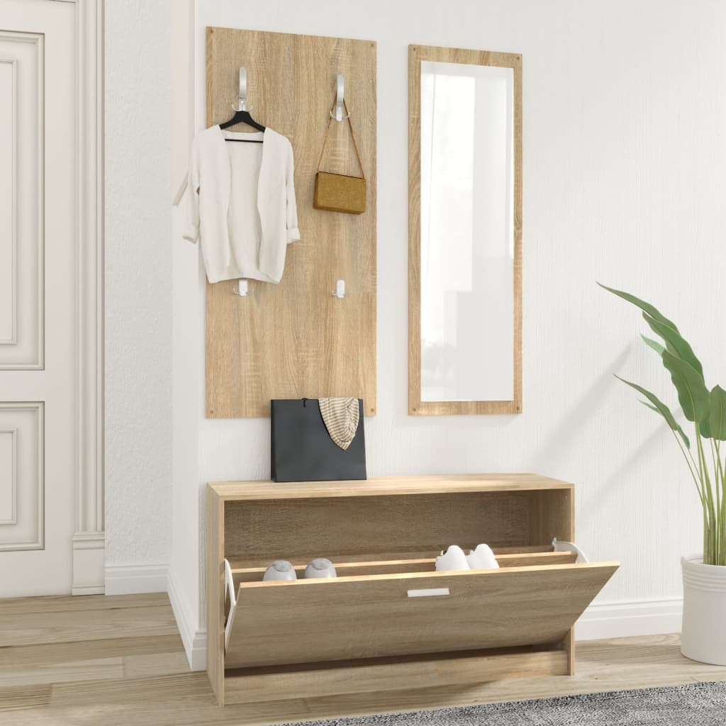 And White 3-In-1 Wooden Shoe Cabinet Set