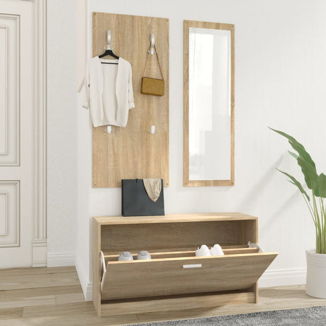 And White 3-In-1 Wooden Shoe Cabinet Set