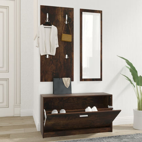 And White 3-In-1 Wooden Shoe Cabinet Set