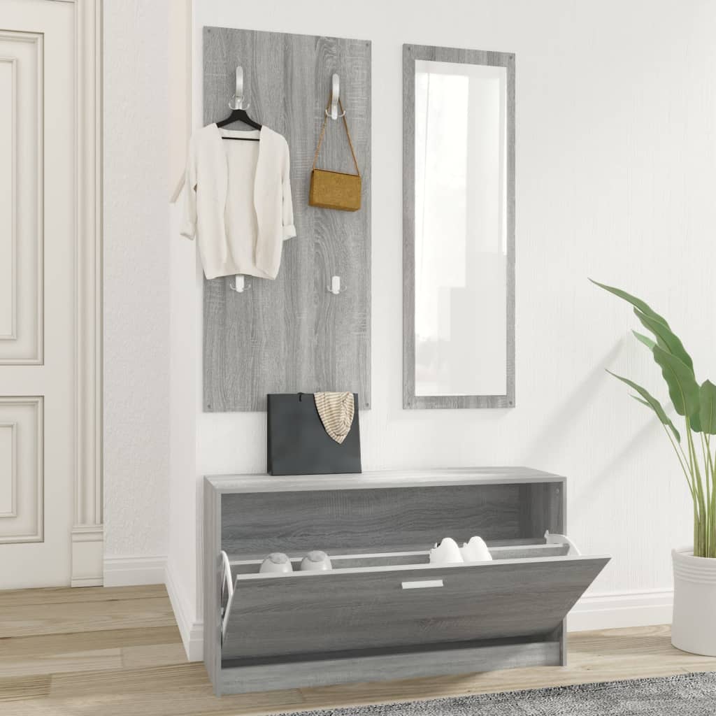 And White 3-In-1 Wooden Shoe Cabinet Set