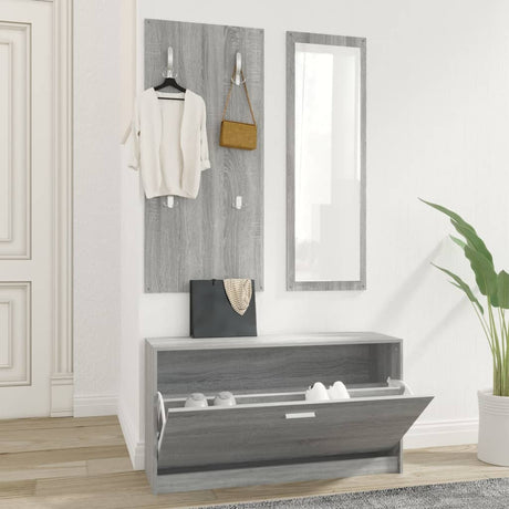 And White 3-In-1 Wooden Shoe Cabinet Set
