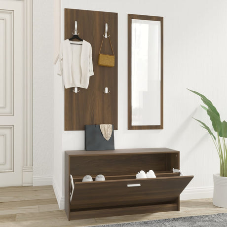 And White 3-In-1 Wooden Shoe Cabinet Set