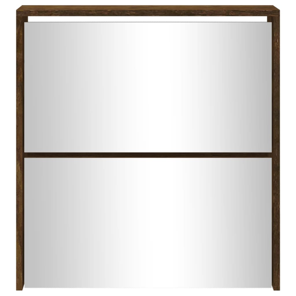 Shoe Cabinet With Mirror 2-Layer 63X17X