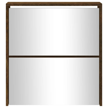 Shoe Cabinet With Mirror 2-Layer 63X17X