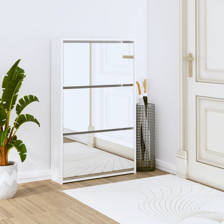 Shoe Cabinet With Mirror 2-Layer 63X17X