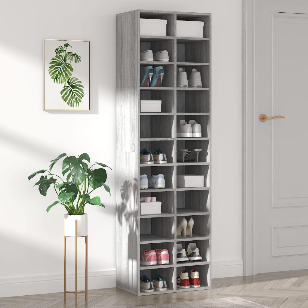 Shoe Cabinet 54X34X183 Cm Engineered Wood