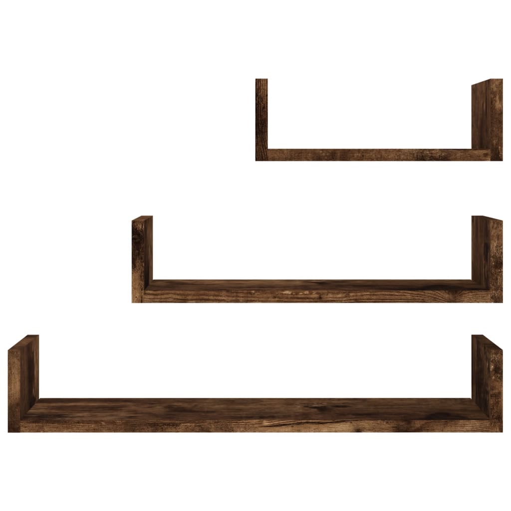 Wall Display Shelves 3 Pcs Engineered Wood