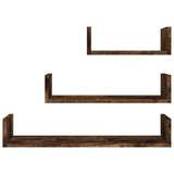 Wall Display Shelves 3 Pcs Engineered Wood