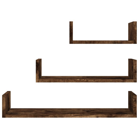 Wall Display Shelves 3 Pcs Engineered Wood