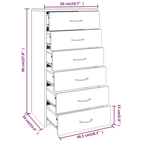 Sideboard With 6 Drawers 50X34X96 Cm Engineered Wood