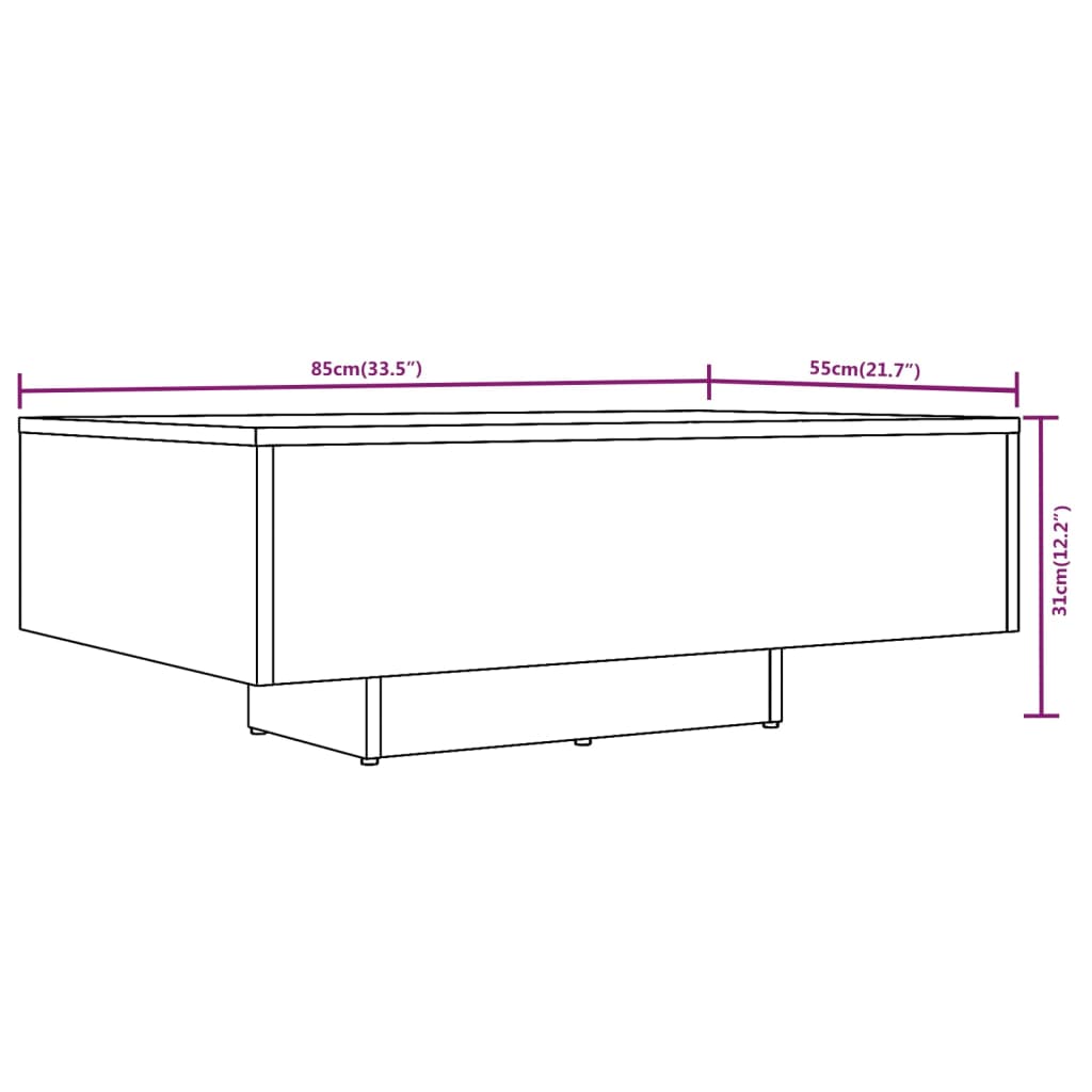 Coffee Table Smoked Oak 85x55x31 cm Engineered Wood