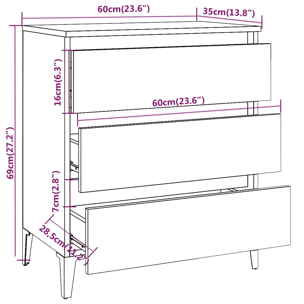 Sideboard 60X35X69 Cm Engineered Wood
