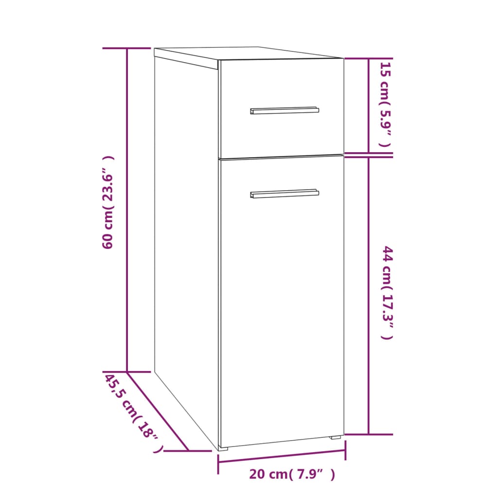 Apothecary Cabinet 20X45.5X60 Cm Engineered Wood