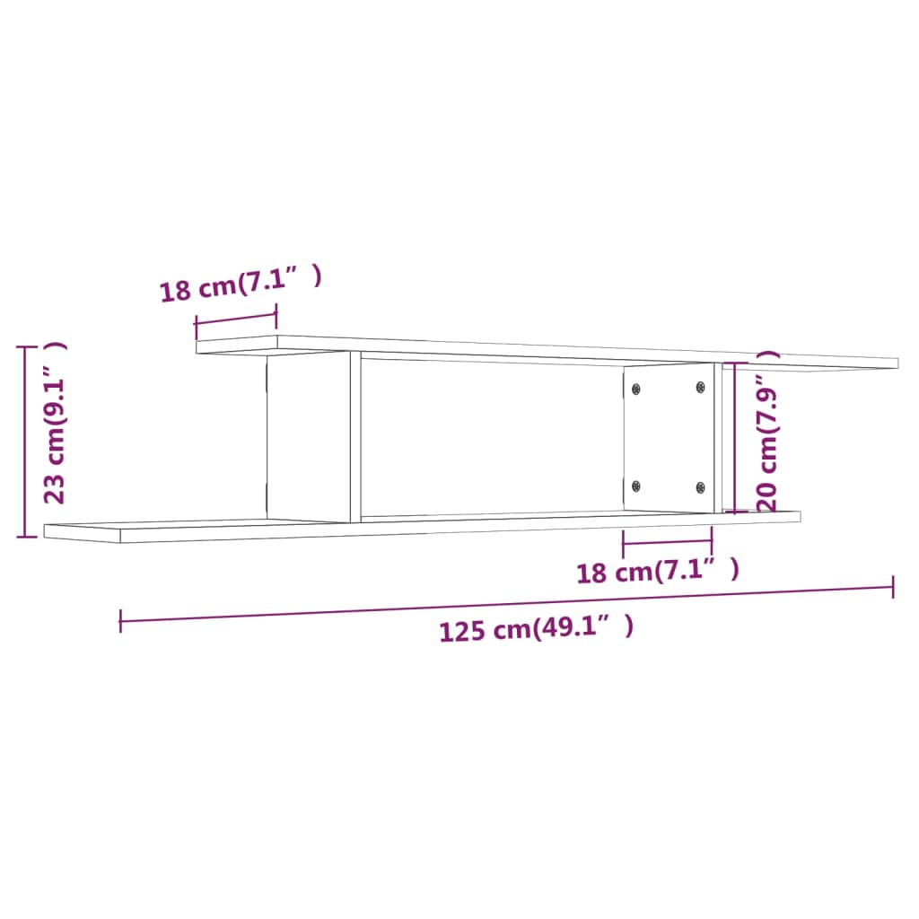 Wall-Mounted Tv Shelf 125X18X23 Cm Engineered Wood
