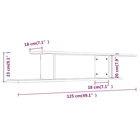 Wall-Mounted Tv Shelf 125X18X23 Cm Engineered Wood