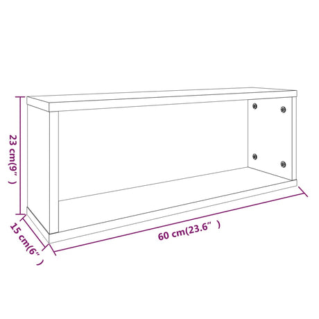 Wall Cube Shelves 2 Pcs 60X15X23 Cm Engineered Wood