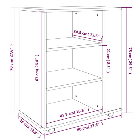 Rolling Cabinet 60X35X75 Cm Engineered Wood