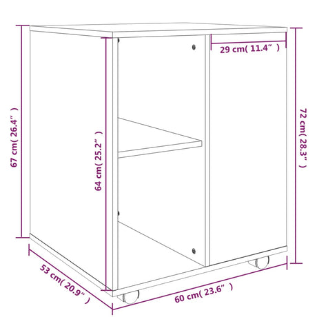 Rolling Cabinet 60X53X72 Cm Engineered Wood
