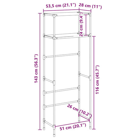 2-Tier Storage Rack Over Toilet 53.5X28X143 Cm Iron