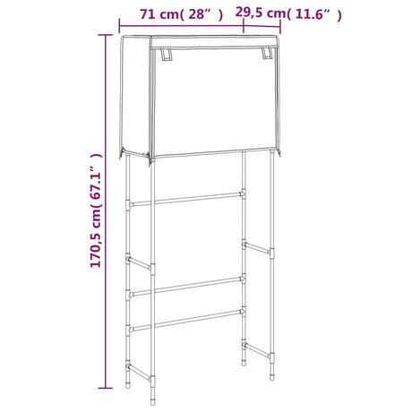 2-Tier Storage Rack Over Laundry Machine 71X29.5X170.5 Cm Iron