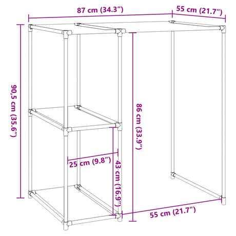 Storage Rack Over Washing Machine 87X55X90.5 Cm Iron