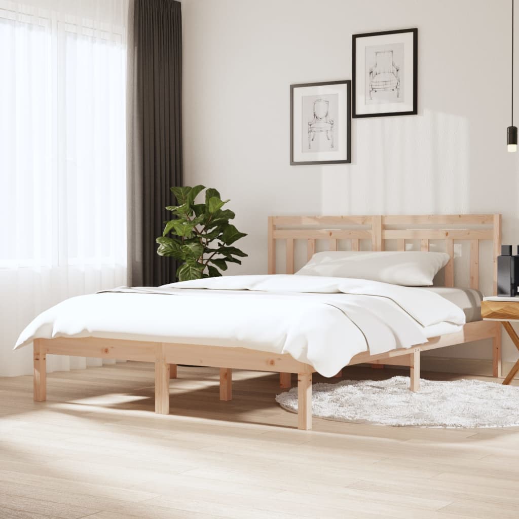 3100589  Bed Frame Without Mattress Solid Wood (810017+814094)