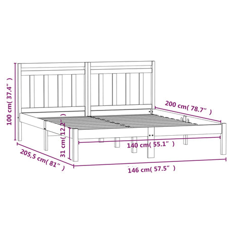 3100589  Bed Frame Without Mattress Solid Wood (810017+814094)