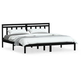 3100613 vidaXL Bed Frame without Mattress Black Solid Wood 200x200 cm (810041+814118)