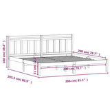 3100613 vidaXL Bed Frame without Mattress Black Solid Wood 200x200 cm (810041+814118)