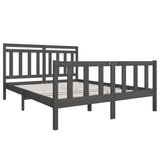 Bed Frame without Mattress Grey King Size Solid Wood