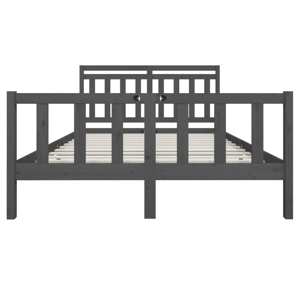 Bed Frame without Mattress Grey King Size Solid Wood