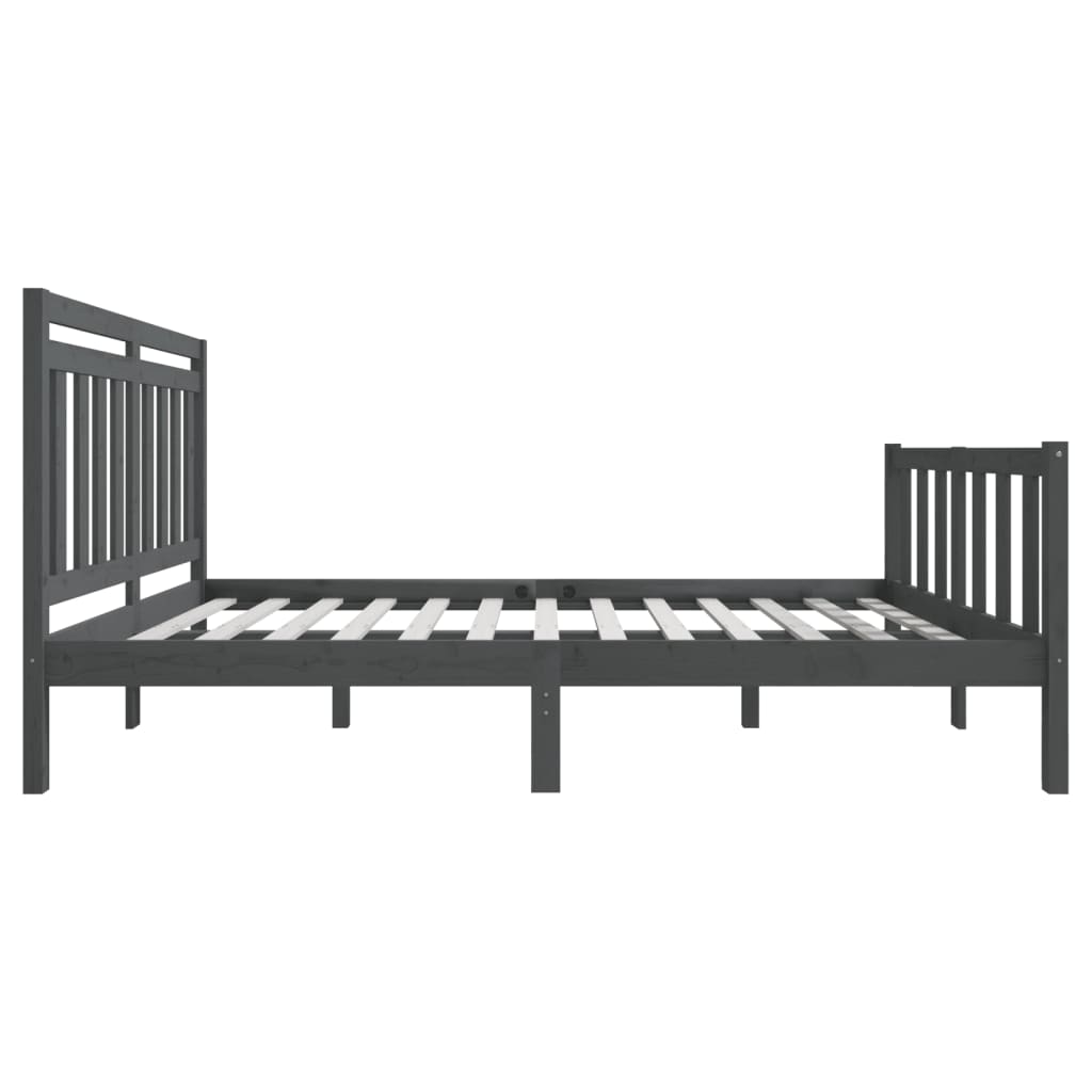 Bed Frame without Mattress Grey King Size Solid Wood
