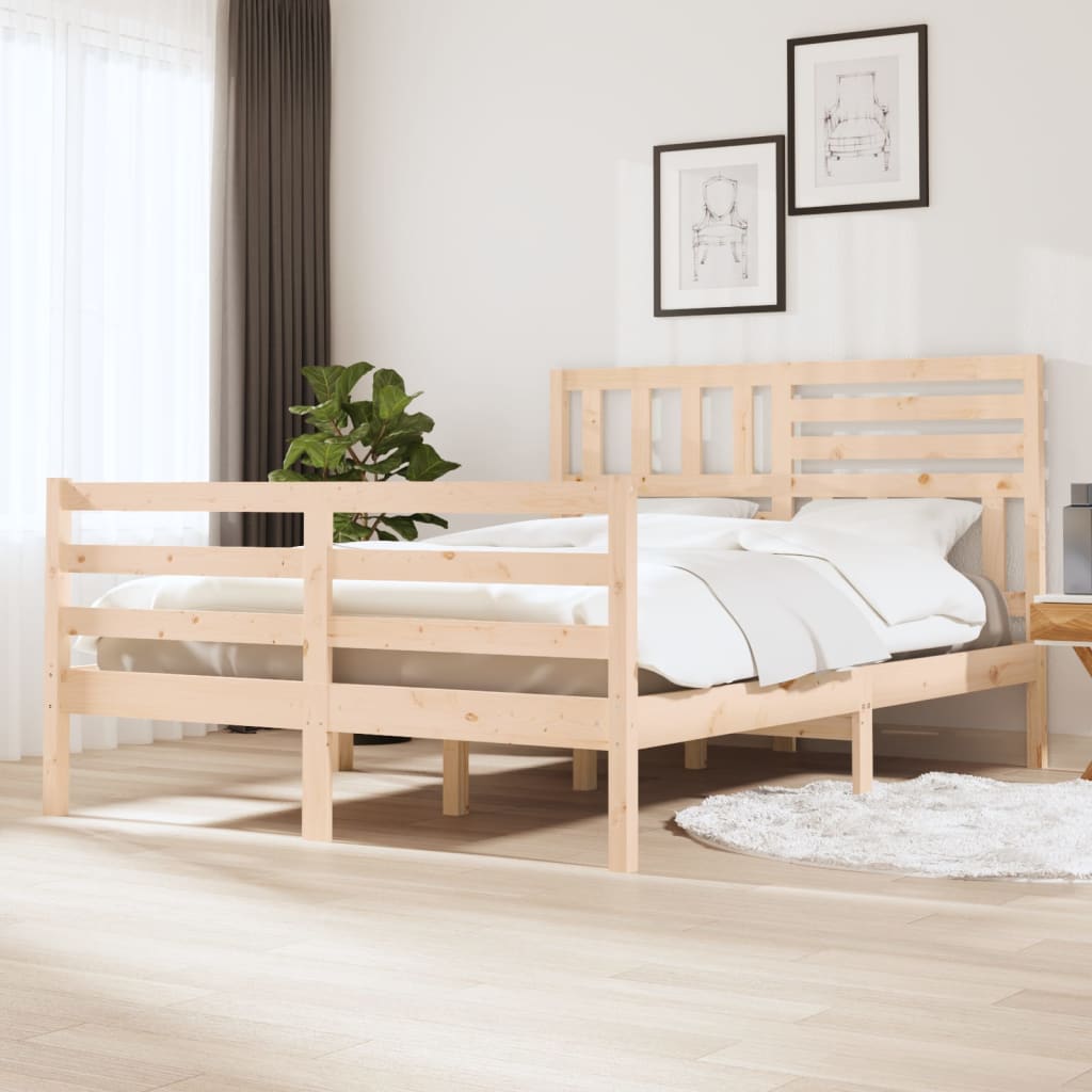 Bed Frame without Mattress Solid Wood 140x190 cm