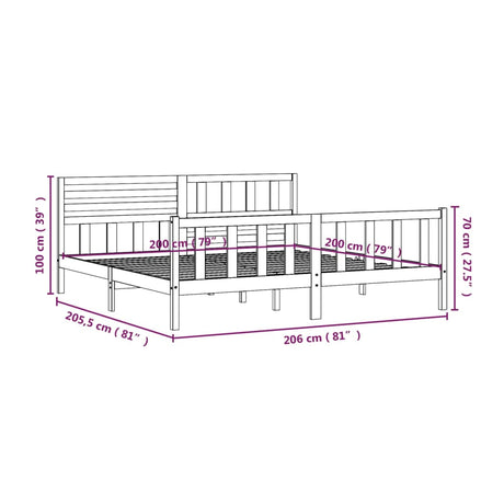 3101174  Bed Frame Without Mattress Solid Wood (810103+814165)