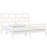 3101304 vidaXL Bed Frame without Mattress White Solid Wood 200x200 cm (810451+814215)