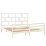 3101304 vidaXL Bed Frame without Mattress White Solid Wood 200x200 cm (810451+814215)