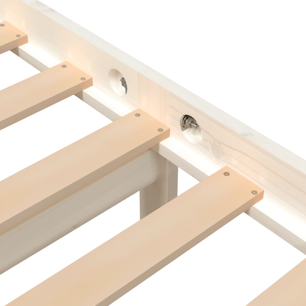 3101304 vidaXL Bed Frame without Mattress White Solid Wood 200x200 cm (810451+814215)